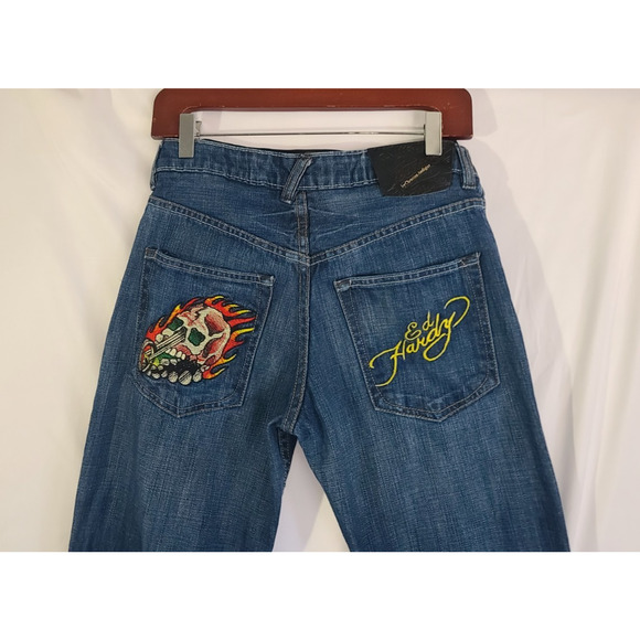 Sold! Vintage Y2K Ed Hardy By Christian Audigier Denim Graphic Jeans US 29 - Picture 7 of 8